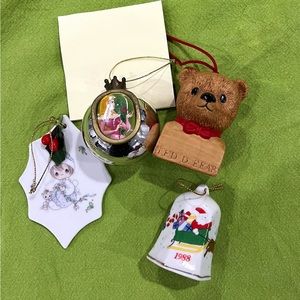 Old Style Christmas Ornaments Precious Moments Disney Vintage Lot/4